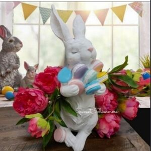 Tall 14.75" Easter Bunny Rabbit Macaron Cookies Figurine Statue Decor New